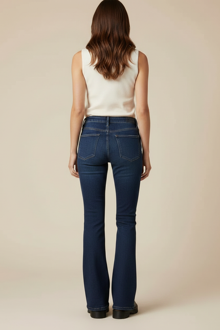 Pantalon Patte D'Éléphant Bleu Denim Bas Évasé Taille Standard - Marine Jean - vue 2