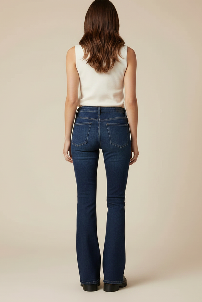 Pantalon Patte D'Éléphant Bleu Denim Bas Évasé Taille Standard - Marine Jean - vue 2