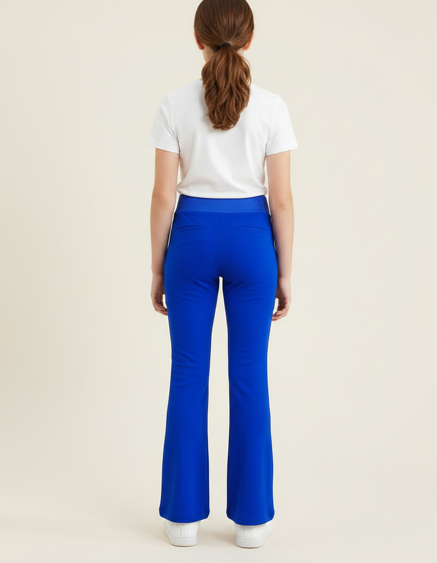 Pantalon Patte D'Éléphant Bleu Vif Élastique Évasé Fille - Polyester - vue 2