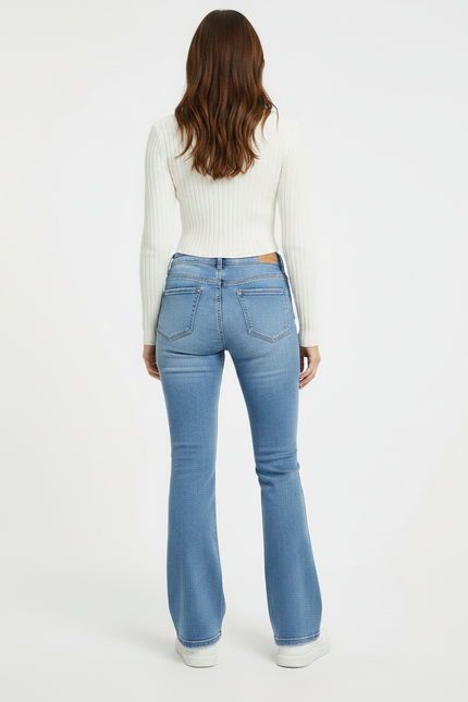 Pantalon Patte D'Éléphant Bleu Clair Denim Taille Haute Évasé - Jean - vue 2