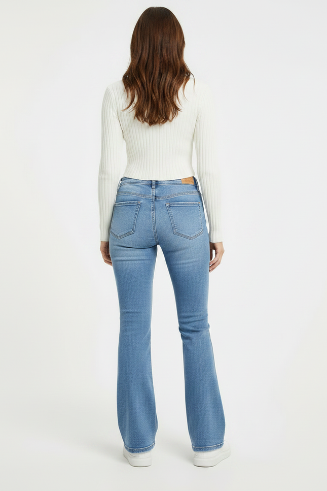 Pantalon Patte D'Éléphant Bleu Clair Denim Taille Haute Évasé - Jean - vue 2