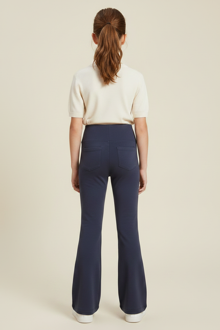 Pantalon Patte D'Éléphant Bleu Marine Confortable Évasé Fille - Molleton - vue 2