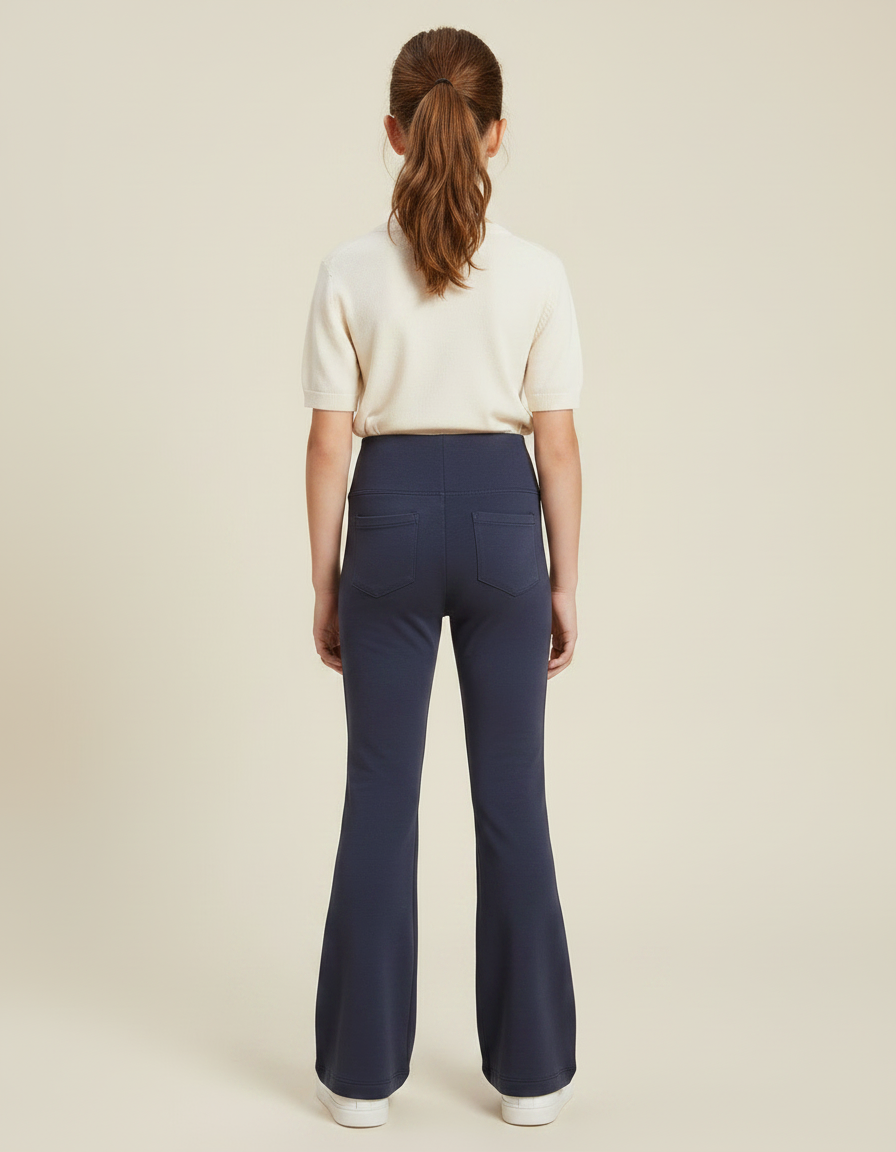 Pantalon Patte D'Éléphant Bleu Marine Confortable Évasé Fille - Molleton - vue 2