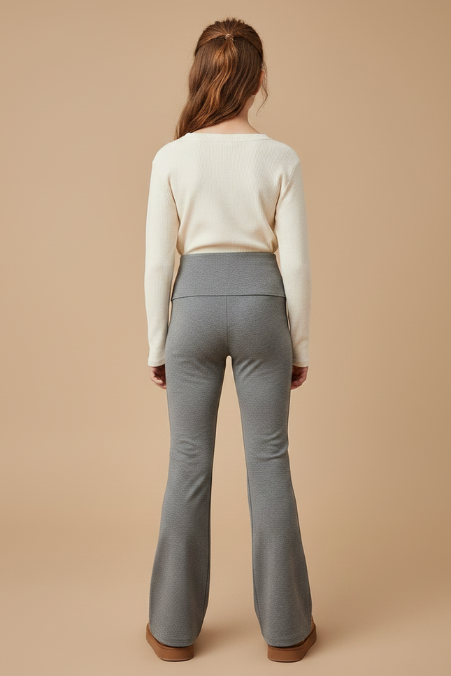 Pantalon Patte D'Éléphant Gris Taille Haute Confortable Enfant - Maille - vue 2