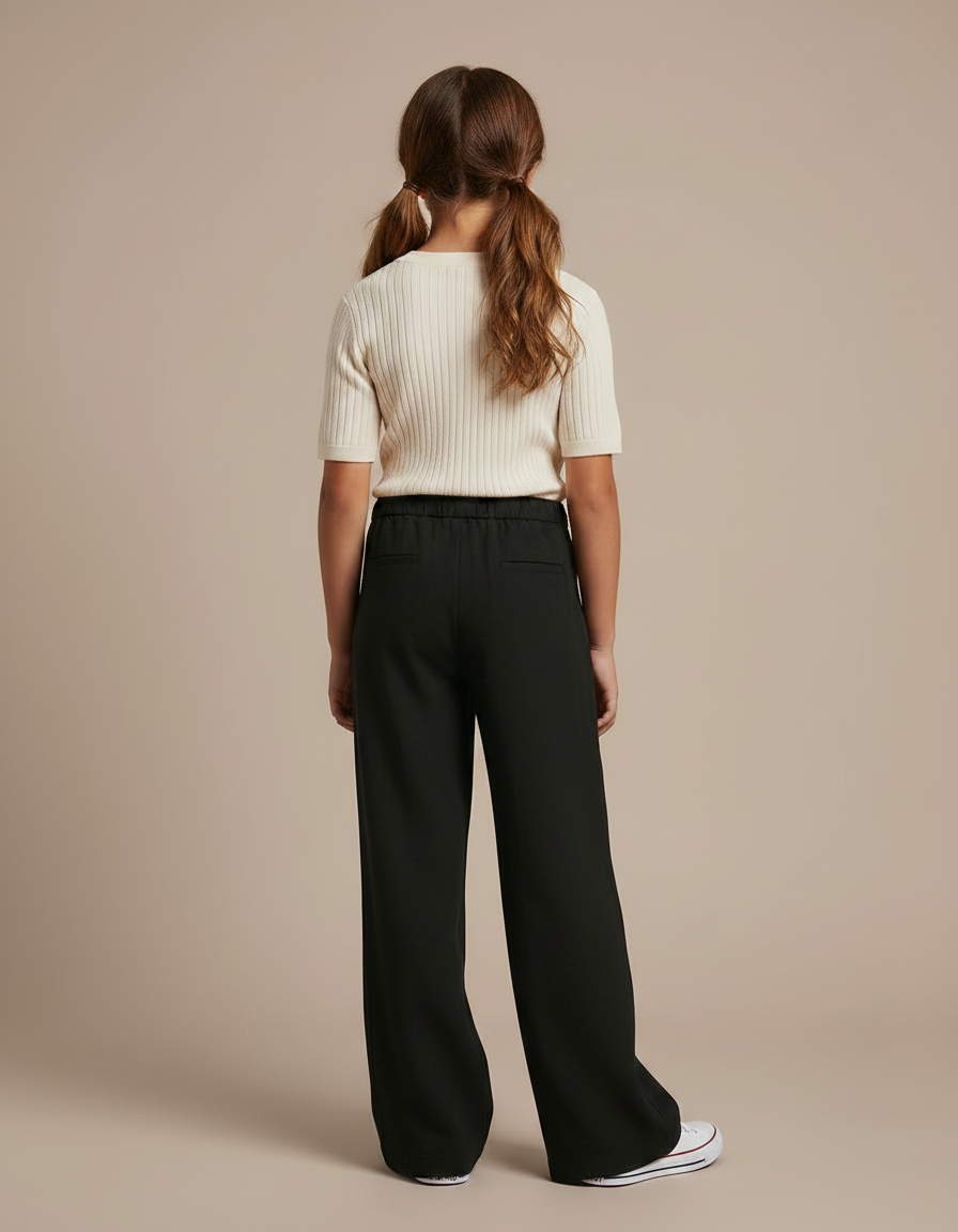 Pantalon Patte D'Éléphant Noir Fluide Décontracté Fille - Viscose - vue 2