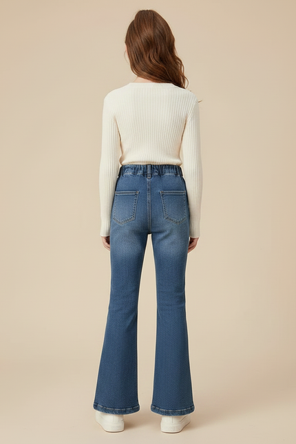 Pantalon Patte D'Éléphant Jean Bleu Évasé Fille Élégant - vue 2