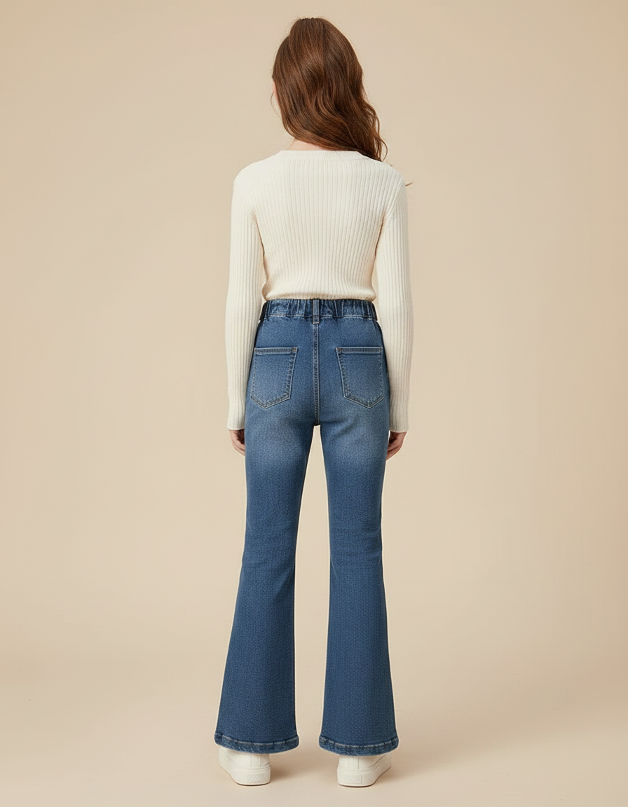 Pantalon Patte D'Éléphant Jean Bleu Évasé Fille Élégant - vue 2