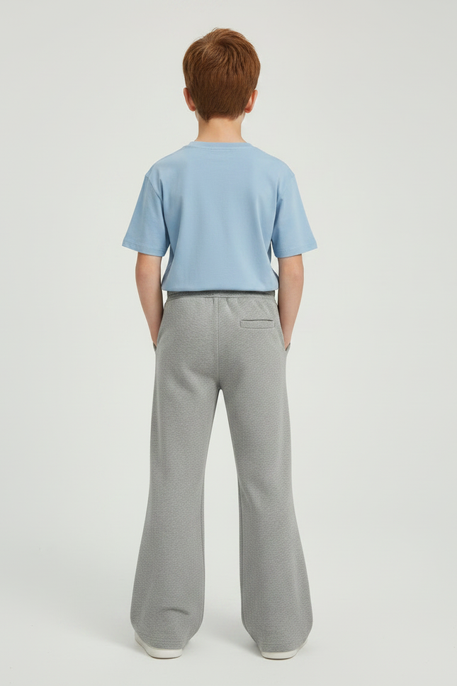 Pantalon Patte D'Éléphant Gris Chiné Décontracté Enfant Confortable - Molleton - vue 2