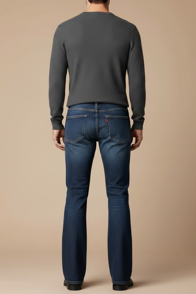 Pantalon Patte D'Éléphant Homme Jean Bleu Classique Évasé - vue 2