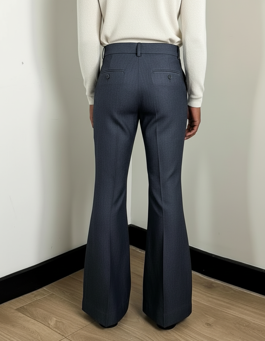 Pantalon Patte D'Éléphant Homme, Denim Bleu, Coupe Évasée, Vintage - Jean - vue 2