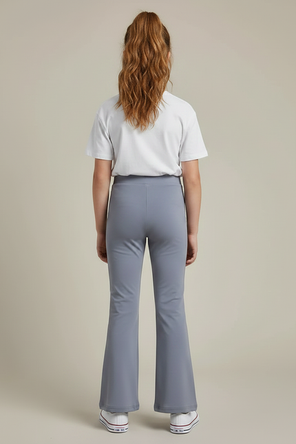 Pantalon Patte D'Éléphant Gris Uni Confortable Fille - Polyester - vue 2
