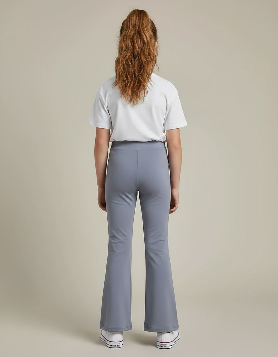 Pantalon Patte D'Éléphant Gris Uni Confortable Fille - Polyester - vue 2