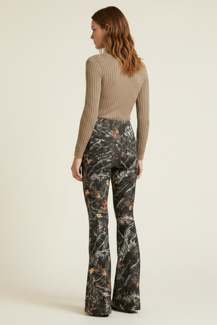 Pantalon Patte D'Éléphant Camouflage Taille Haute Évasé Confortable - Imprimé Maille - vue 2