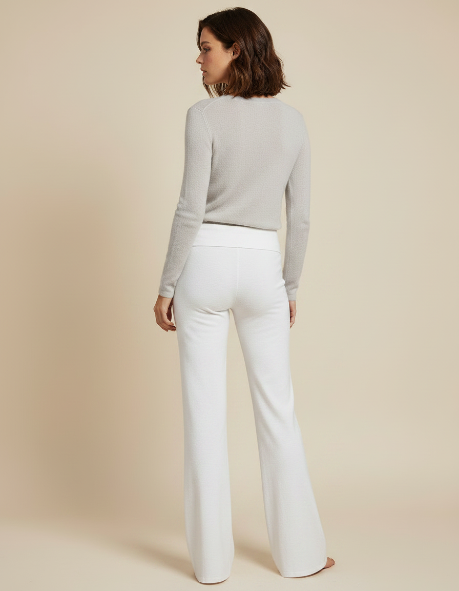 Pantalon Patte D'Éléphant Blanc Cassé Confortable Décontracté Fluide - Molleton - vue 2