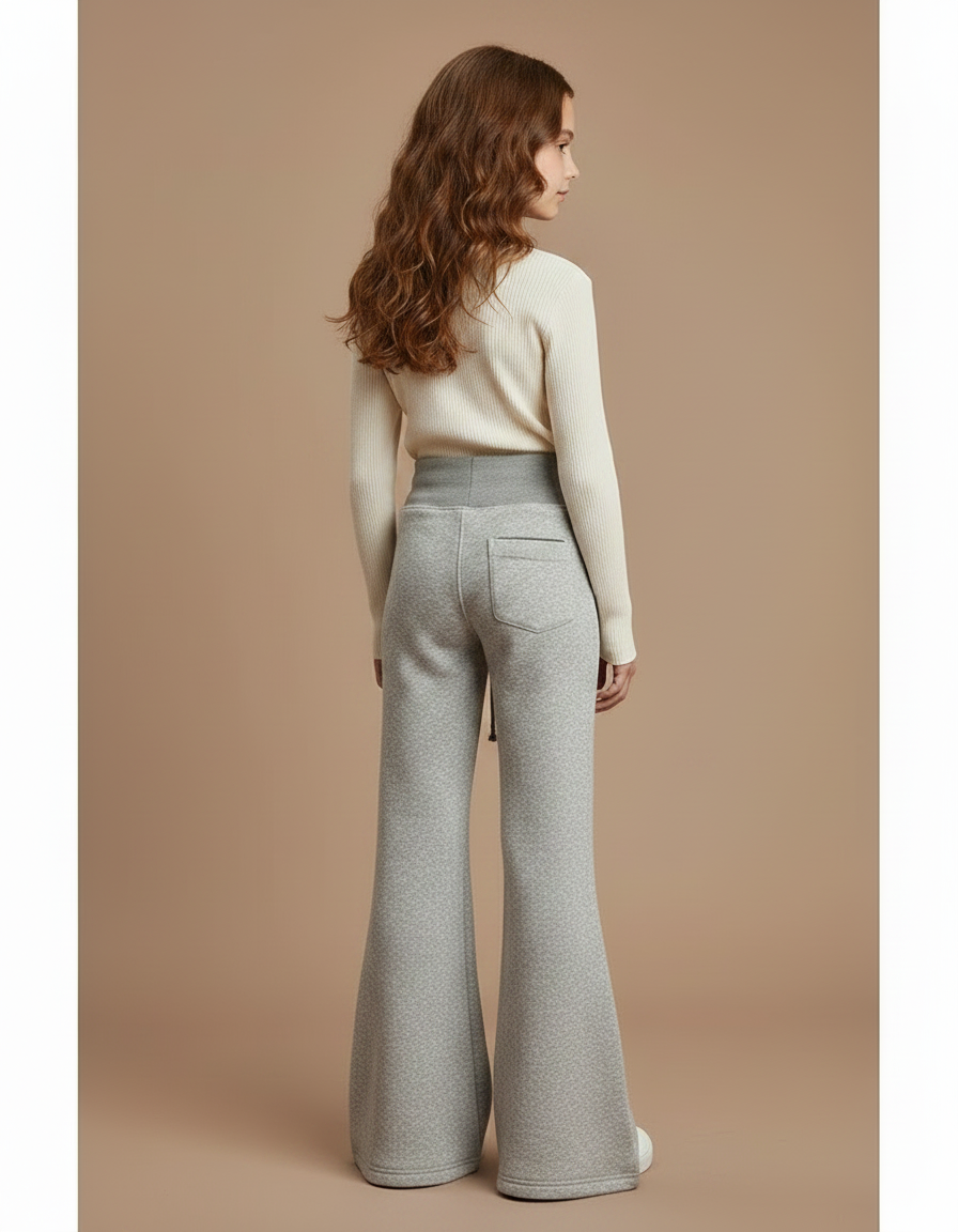 Pantalon Patte D'Éléphant Gris Ample Molleton Décontracté - vue 2