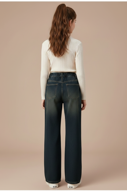 Pantalon Patte D'Éléphant Denim Ample Décontracté Enfant - Marine Jean - vue 2