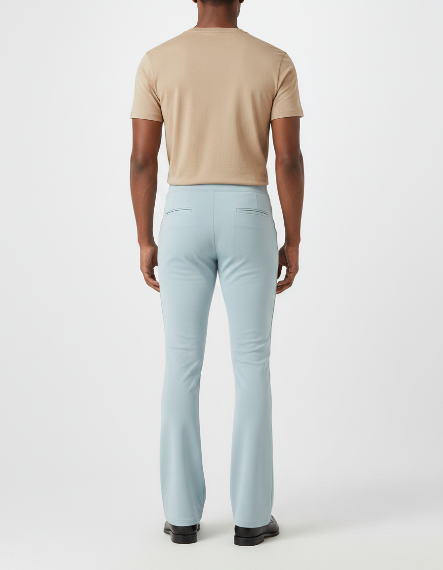 Pantalon Patte D'Éléphant Bleu Clair Évasé Ajusté Homme - Polyester - vue 2