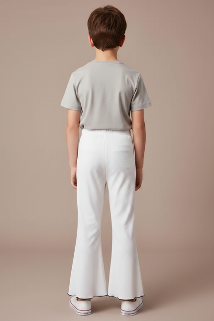 Pantalon Patte D'Éléphant Blanc Côtelé Évasé Confortable Enfant - Cordé - vue 2