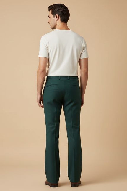 Pantalon Patte D'Éléphant Vert Émeraude Homme Ajusté Élégant - Gabardine - vue 2
