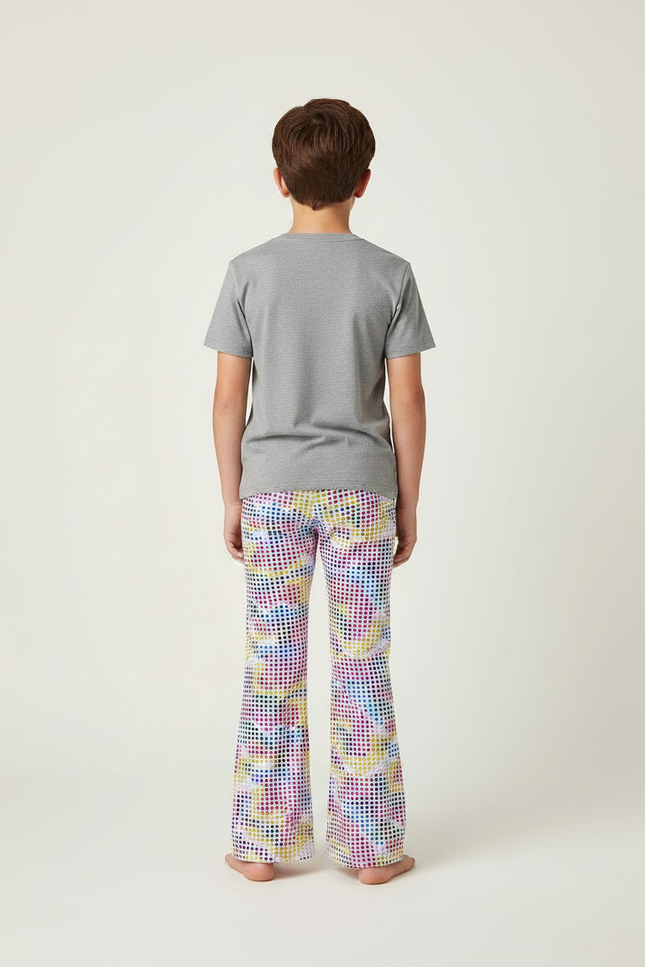 Pantalon Patte D'Éléphant Coloré Imprimé Pois Évasé Enfant - Multicolore Polyester - vue 2