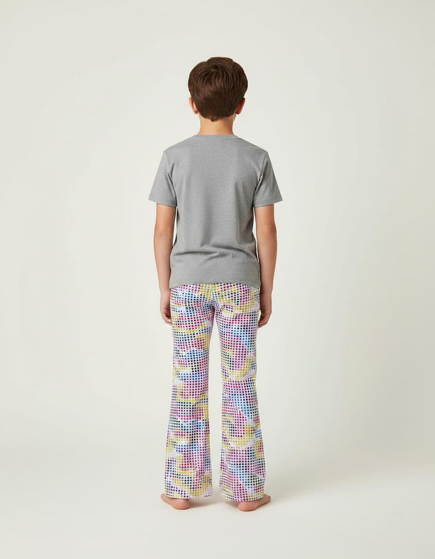 Pantalon Patte D'Éléphant Coloré Imprimé Pois Évasé Enfant - Multicolore Polyester - vue 2
