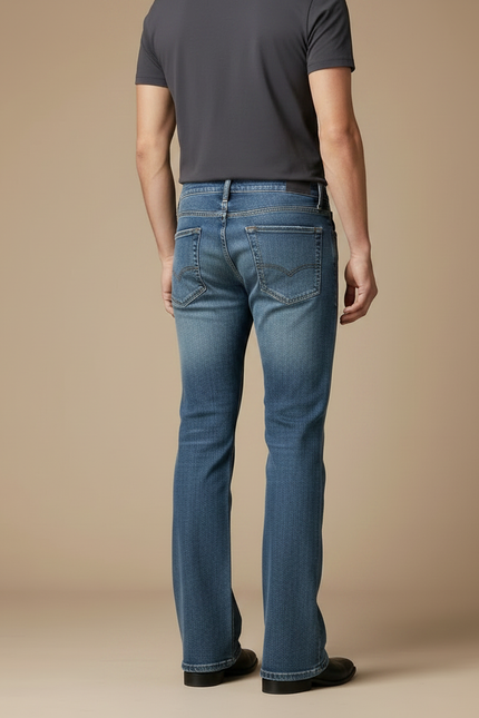Pantalon Patte D'Éléphant Bleu Jean Confortable Décontracté Homme - vue 2