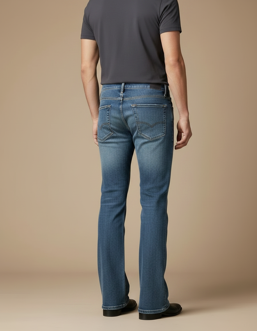 Pantalon Patte D'Éléphant Bleu Jean Confortable Décontracté Homme - vue 2
