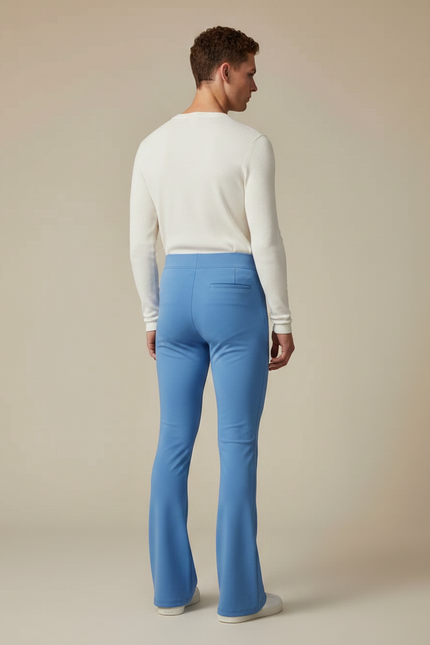 Pantalon Patte D'Éléphant Bleu Stretch Ajusté Homme - Polyester - vue 2