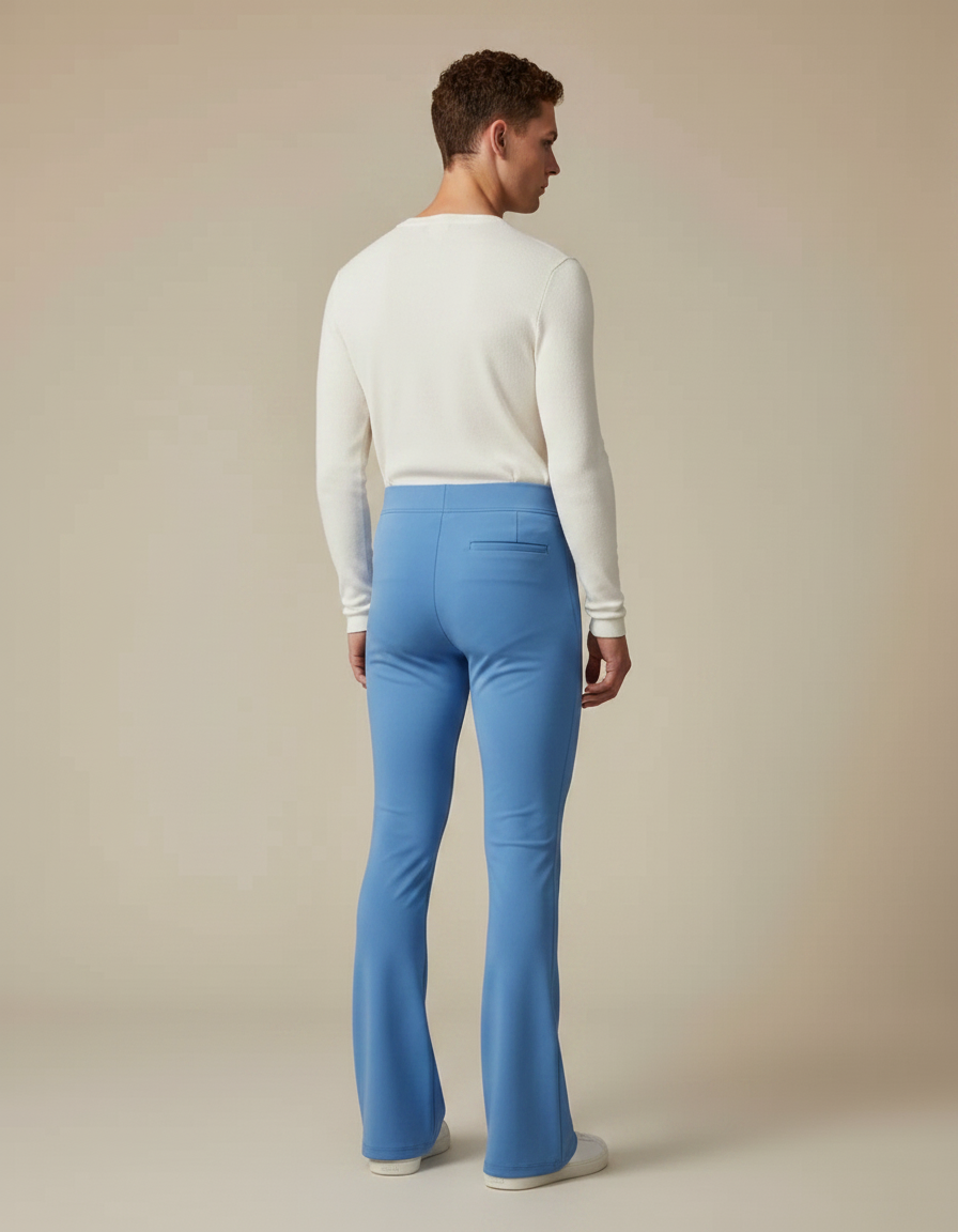 Pantalon Patte D'Éléphant Bleu Stretch Ajusté Homme - Polyester - vue 2