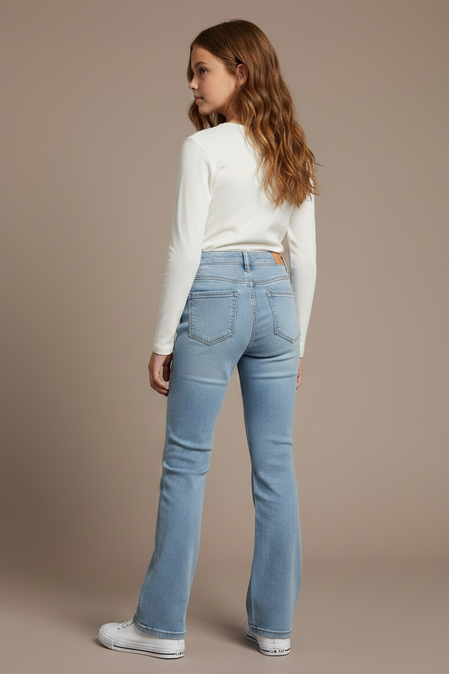 Pantalon Patte D'Éléphant Bleu Clair Denim Taille Haute Décontracté - Jean - vue 2