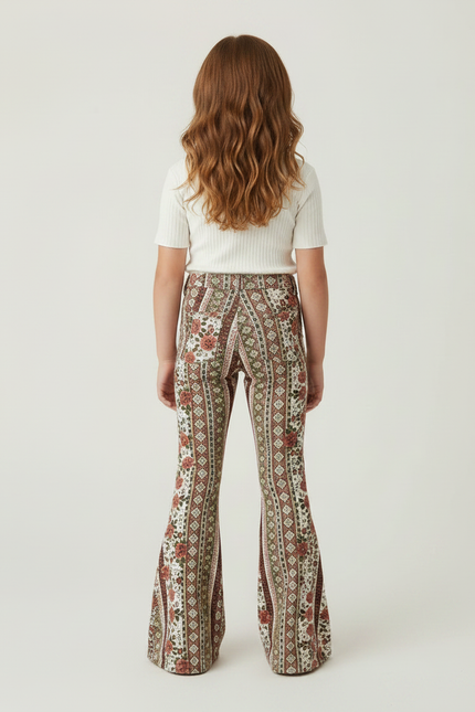 Pantalon Patte D'Éléphant Imprimé Floral Bohème Évasé Confortable - Maille - vue 2