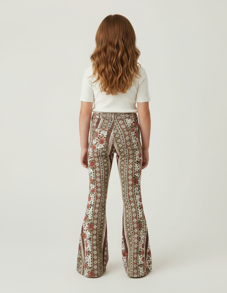 Pantalon Patte D'Éléphant Imprimé Floral Bohème Évasé Confortable - Maille - vue 2