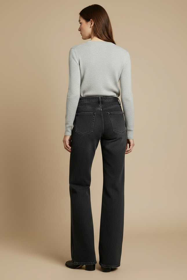 Pantalon Patte D'Éléphant Noir Taille Haute Confortable - Jean - vue 2