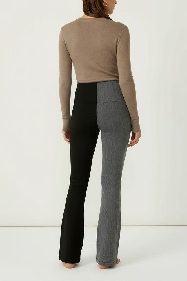 Pantalon Patte D'Éléphant Bicolore Taille Haute Évasé Confortable - Multicolore Polyester - vue 2