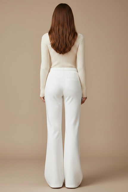 Pantalon Patte D'éléphant Femme Blanc - Molleton - vue 2