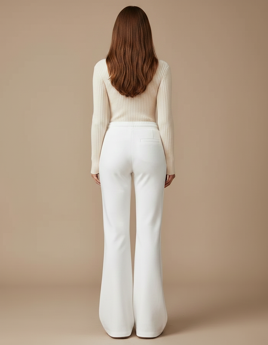 Pantalon Patte D'éléphant Femme Blanc - Molleton - vue 2
