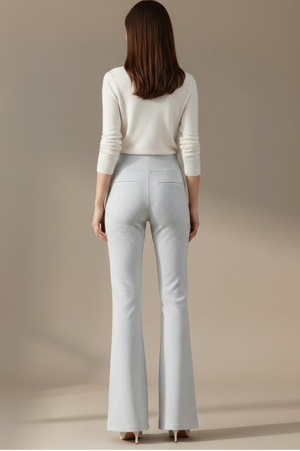 Pantalon Patte D'Éléphant Gris Évasé Confortable Décontracté Femme - Molleton - vue 2