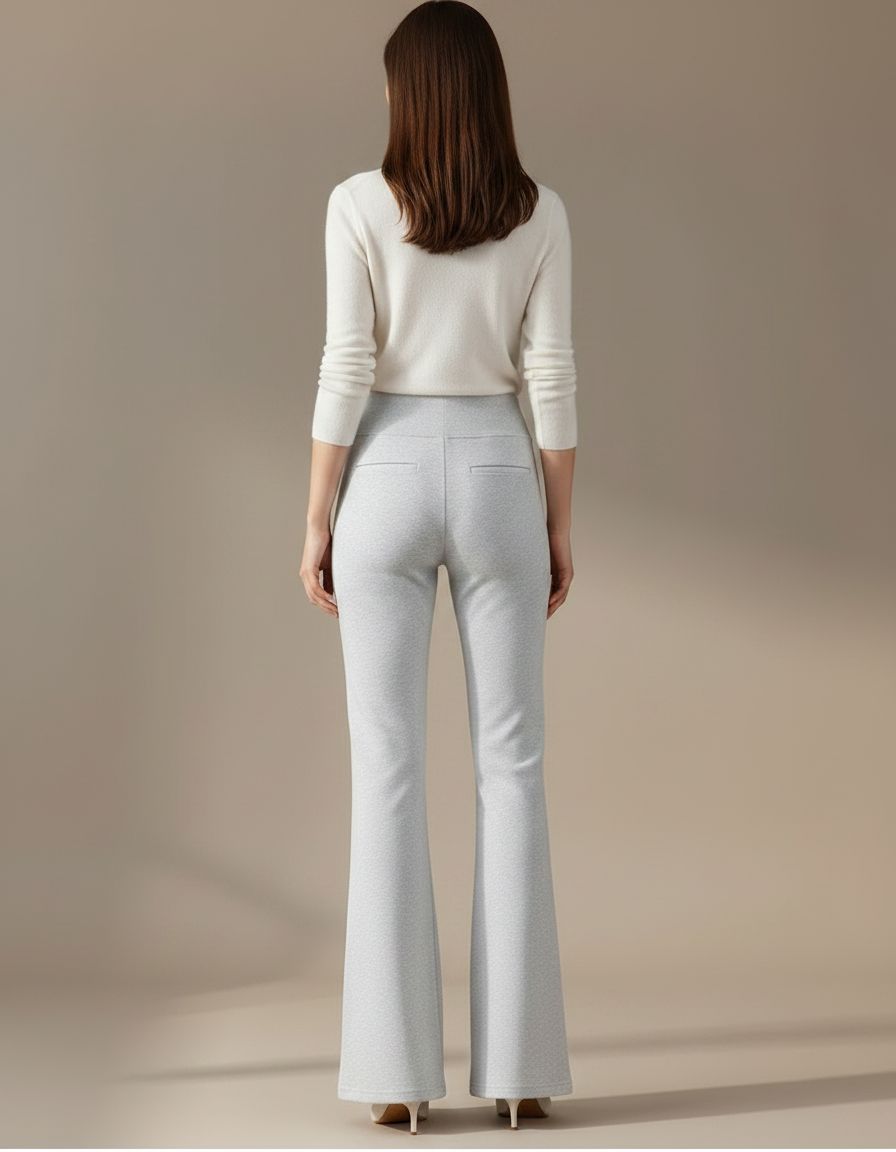 Pantalon Patte D'Éléphant Gris Évasé Confortable Décontracté Femme - Molleton - vue 2