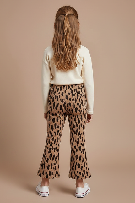 Pantalon Patte D'Éléphant Léopard Marron Confortable Fille Évasé - Molleton - vue 2
