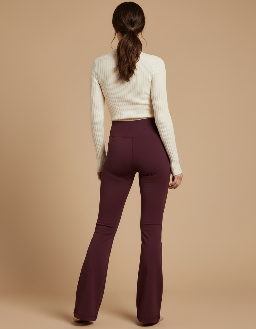 Pantalon Patte D'Éléphant Taille Haute Bordeaux Évasé Confortable Femme - Polyester - vue 2