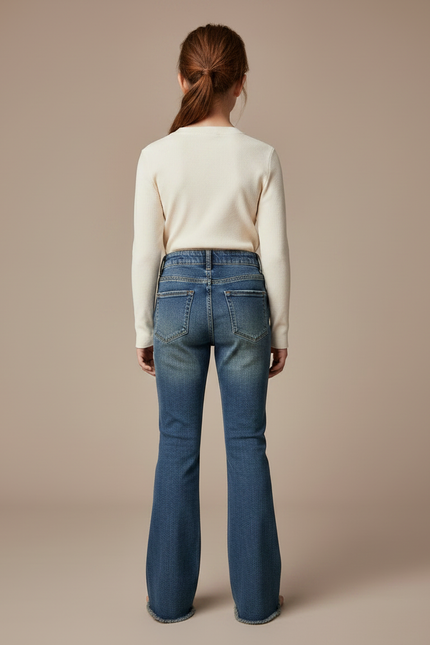Pantalon Patte D'Éléphant Bleu Jean Évasé Fille Tendance - vue 2