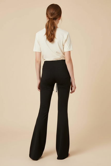 Pantalon Patte D'Éléphant Noir Déchiré Évasé Confortable - Maille - vue 2