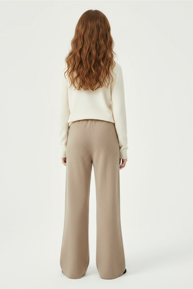 Pantalon Patte D'Éléphant Beige Tricoté Ample Décontracté Enfant - Maille - vue 2