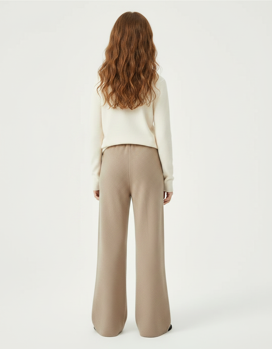 Pantalon Patte D'Éléphant Beige Tricoté Ample Décontracté Enfant - Maille - vue 2
