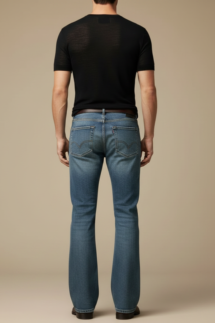 Pantalon Patte D'Éléphant Jean Denim Bleu Classique Homme - vue 2