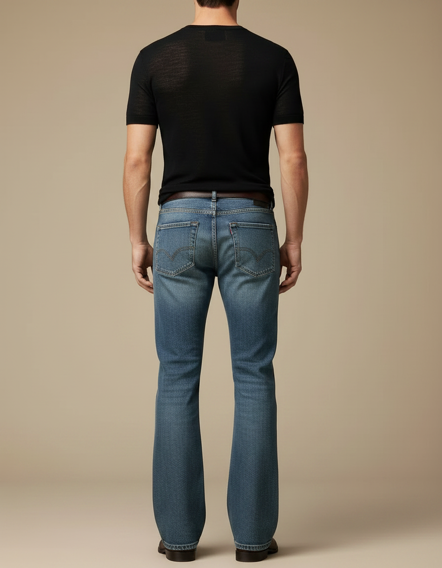 Pantalon Patte D'Éléphant Jean Denim Bleu Classique Homme - vue 2