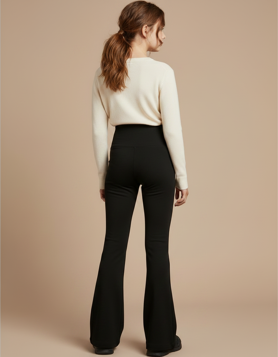 Pantalon Patte D'Éléphant Noir Évasé Taille Haute Stretch - Polyester - vue 2