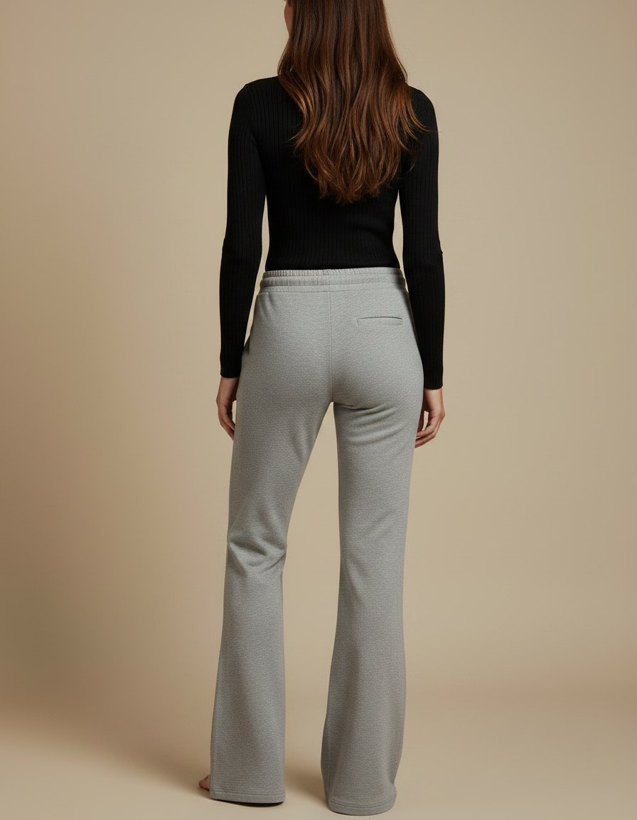 Pantalon Patte D'Éléphant Gris Cordon Confortable Évasé - Molleton - vue 2
