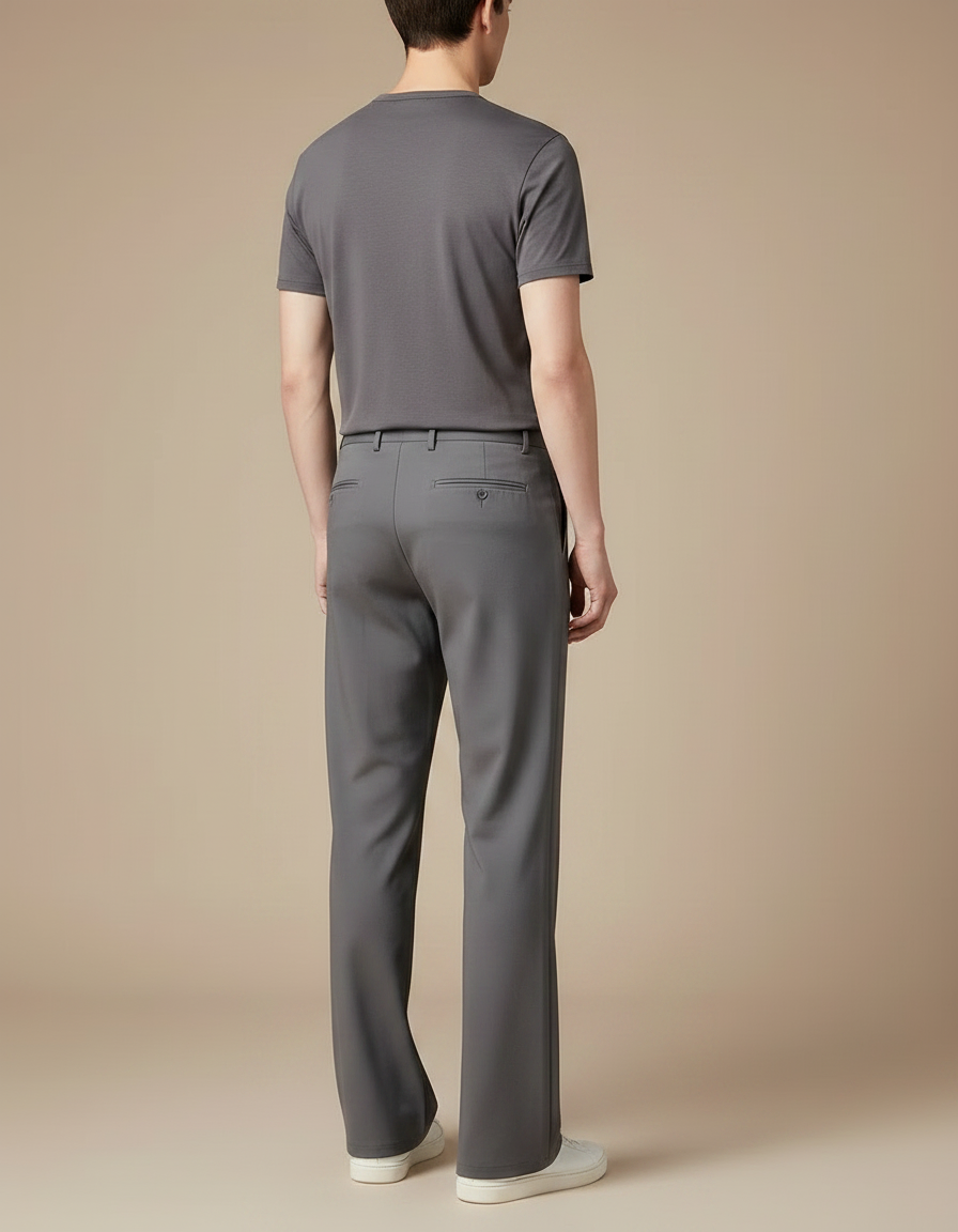 Pantalon Patte D'Éléphant Homme Gris Formel Élastique Élégant - Polyester - vue 2