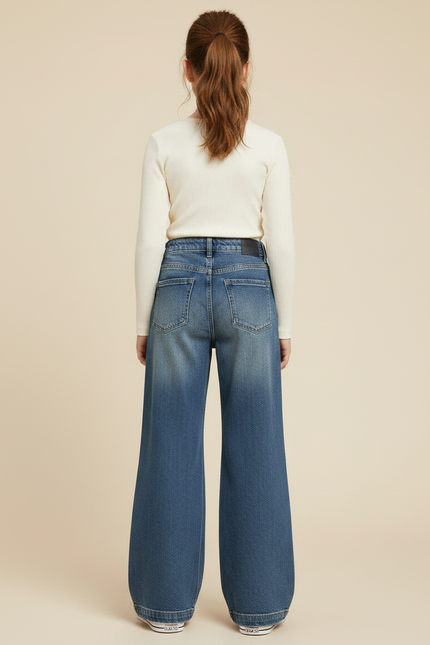 Pantalon Patte D'Éléphant Bleu Denim Large Coton Doux - Jean - vue 2